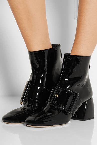 miu miu buckled patent leather ankle boots|Patent leather booties .